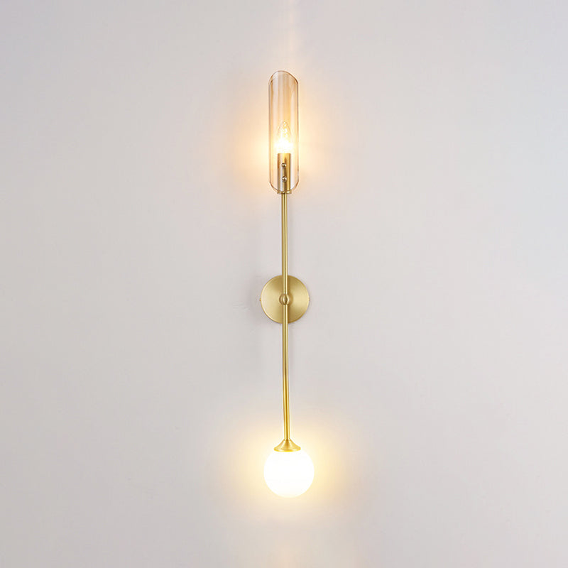 Nórdica Media de metal pared de pared de dorada de oro con vidrio para sala de estar