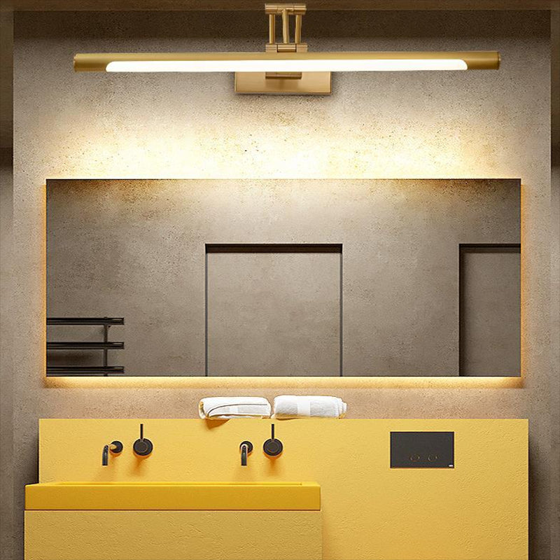 Metal Linear Shape Wall Mount Lighting Modern 1 Light Mirror Wall Mounted Light Fixture