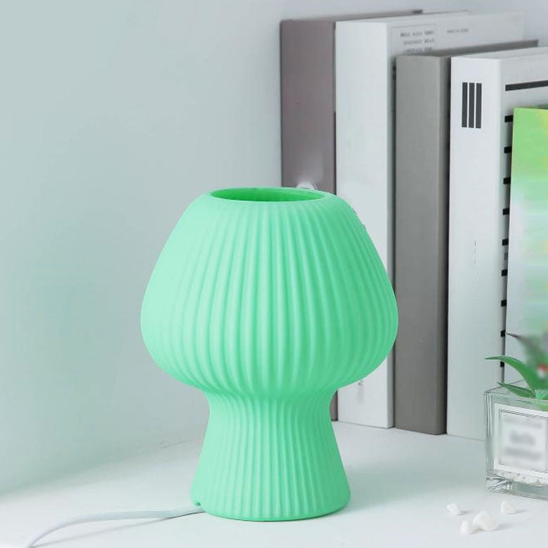 Macaron Style 1-Bulb Table Lamp Rib Glass Tulip Night Stand Light