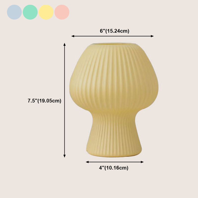 Macaron Style 1-Bulb Table Lamp Rib Glass Tulip Night Stand Light