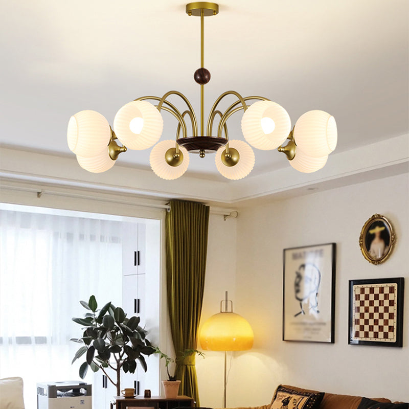 Tombra de tazón Ligera colgante Estilo moderno Candelera de vidrio blanco para sala de estar