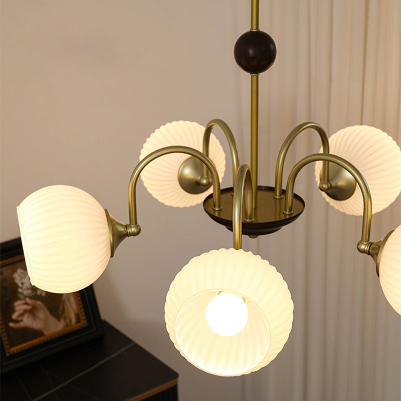 Tombra de tazón Ligera colgante Estilo moderno Candelera de vidrio blanco para sala de estar