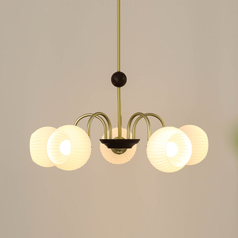 Tombra de tazón Ligera colgante Estilo moderno Candelera de vidrio blanco para sala de estar