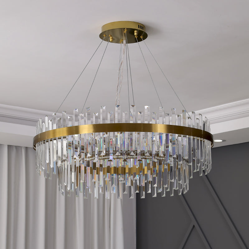 Runde Form hängende Lichter Kristall Kronleuchter für Wohnzimmer Esszimmer