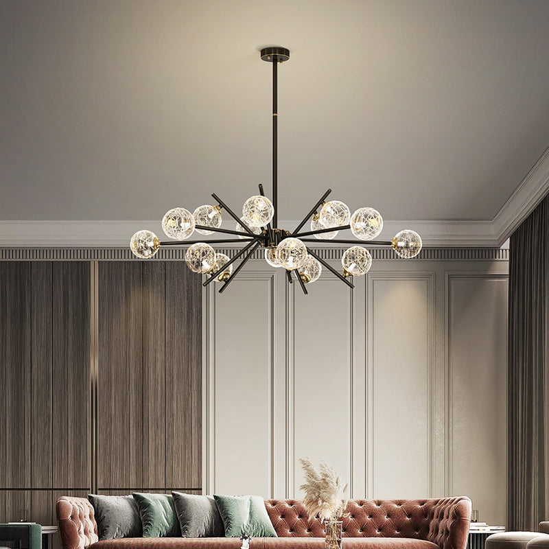 Contemporary Glass Chandelier Light Fixtures Restaurant Multi Head Hanging Chandelier