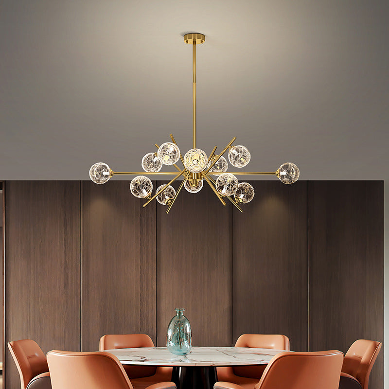 Contemporary Glass Chandelier Light Fixtures Restaurant Multi Head Hanging Chandelier