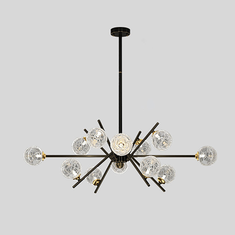 Contemporary Glass Chandelier Light Fixtures Restaurant Multi Head Hanging Chandelier