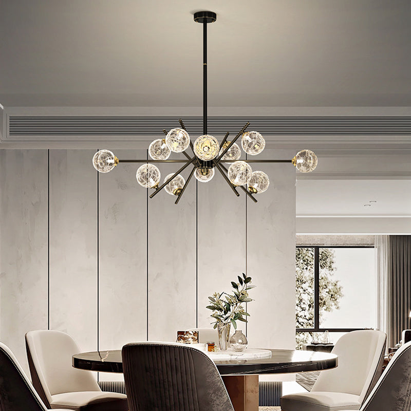 Contemporary Glass Chandelier Light Fixtures Restaurant Multi Head Hanging Chandelier