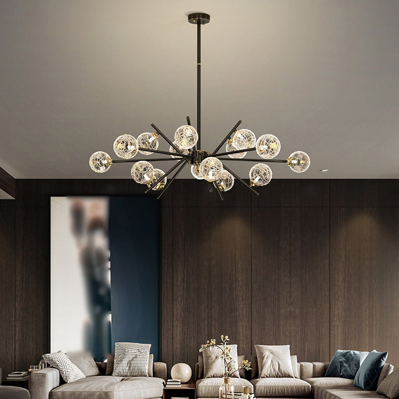 Contemporary Glass Chandelier Light Fixtures Restaurant Multi Head Hanging Chandelier
