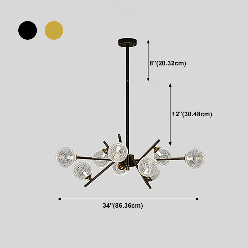 Contemporary Glass Chandelier Light Fixtures Restaurant Multi Head Hanging Chandelier