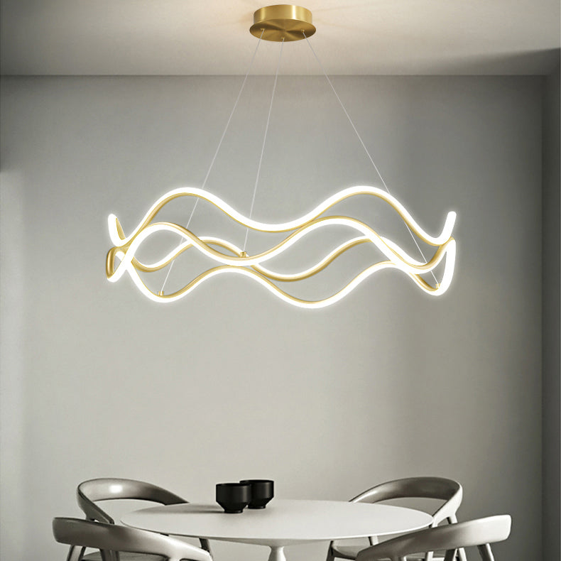 Lustres de lustre simple en or lustre suspendu linéaire pour salon