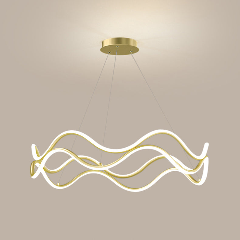 Lustres de lustre simple en or lustre suspendu linéaire pour salon
