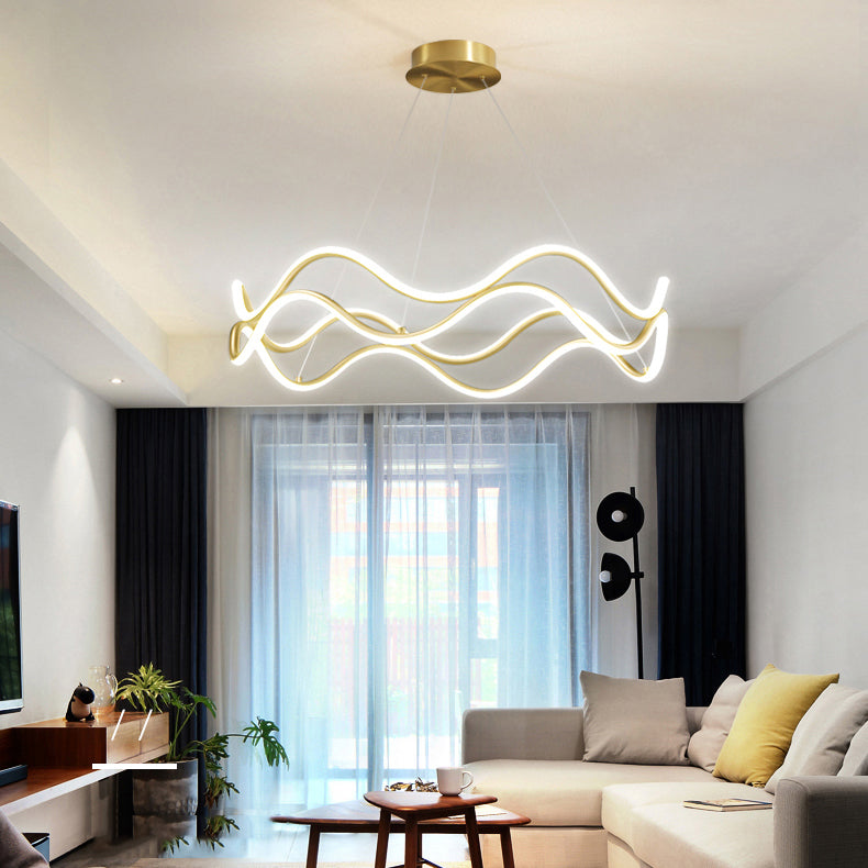 Lustres de lustre simple en or lustre suspendu linéaire pour salon