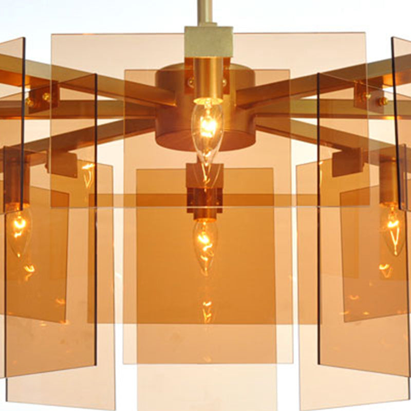 Luminaire de lustre en or moderne Géométrie de forme de géométrie en verre lumière suspendue