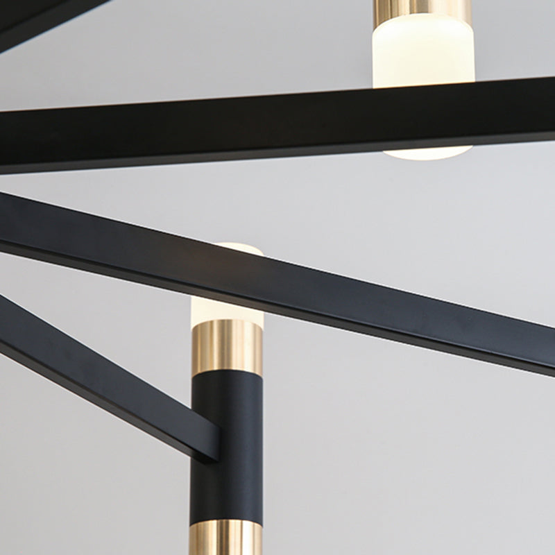 Moderner Deckenkronleuchter Multi-Licht-Metall-Acrylhänge-Lampe in Schwarz