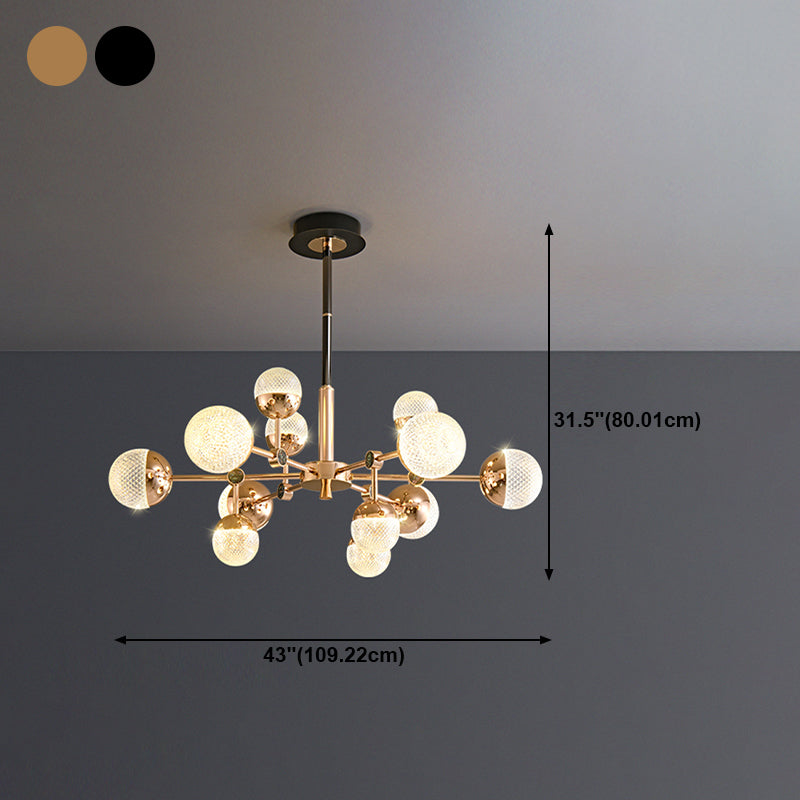 Shade postmoderne Globe Shade Hanging Light Acrylique Pendante en métal pour le salon