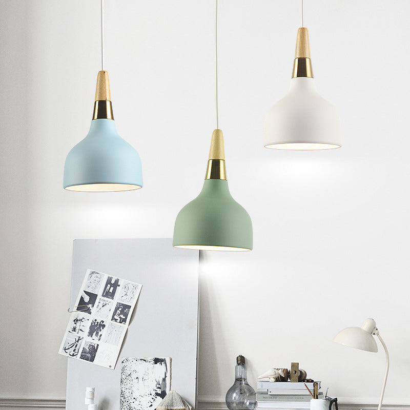 Aluminum Drop Shaped Hanging Light Macaron 1 Head Pendant Light for Dining Room