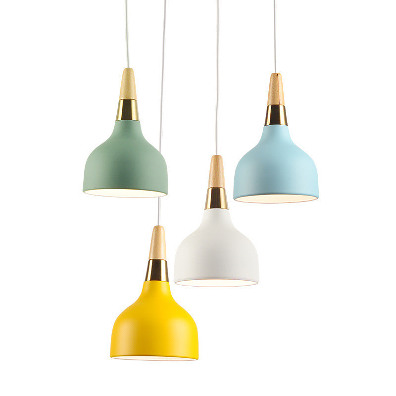 Aluminum Drop Shaped Hanging Light Macaron 1 Head Pendant Light for Dining Room