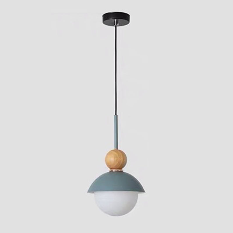 Bedside Globe Pendant Lamp Aluminum 1 Head Macaron Suspension Light