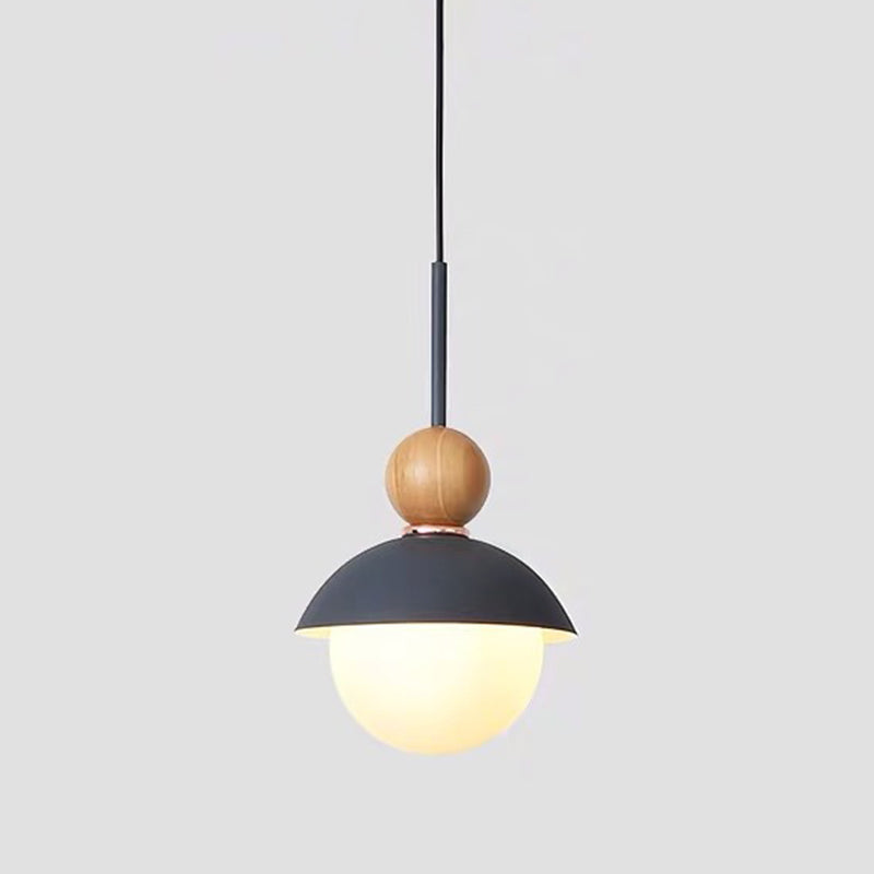 Bedside Globe Pendant Lamp Aluminum 1 Head Macaron Suspension Light