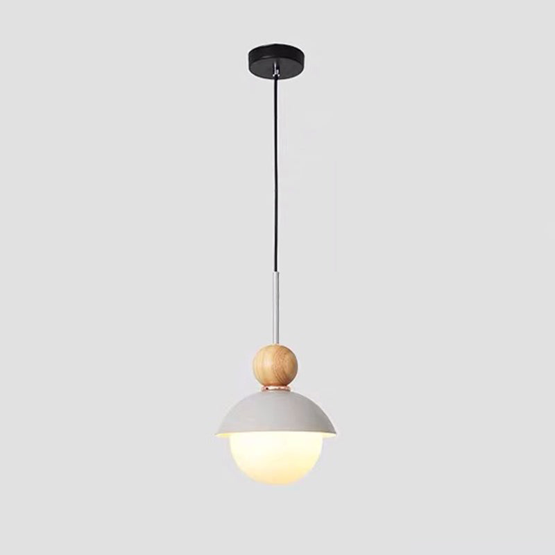 Bedside Globe Pendant Lamp Aluminum 1 Head Macaron Suspension Light