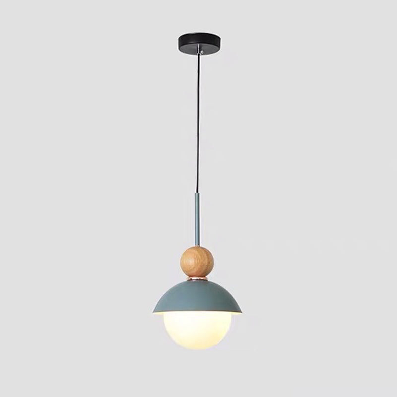 Bedside Globe Pendant Lamp Aluminum 1 Head Macaron Suspension Light