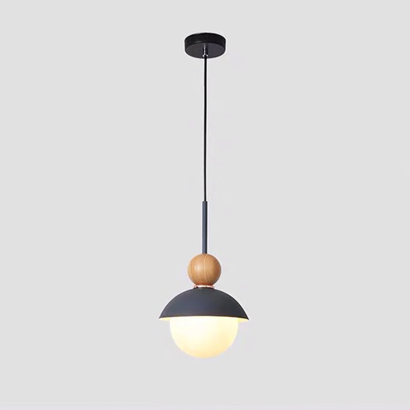 Bedside Globe Pendant Lamp Aluminum 1 Head Macaron Suspension Light