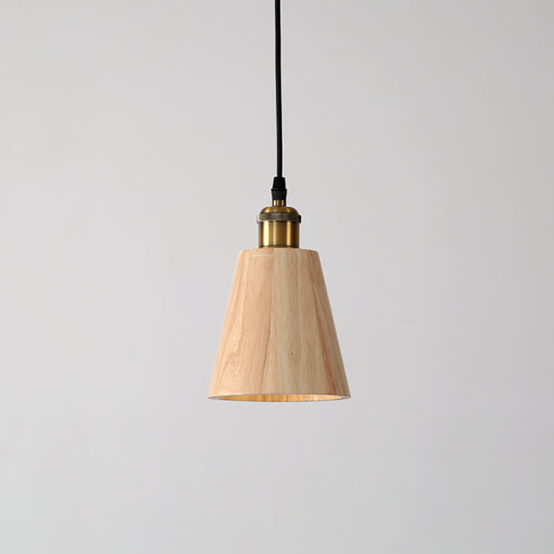 Nordic Cone Shade Pendant Light Fixture Solid Wood Dining Room Hanging Lamp