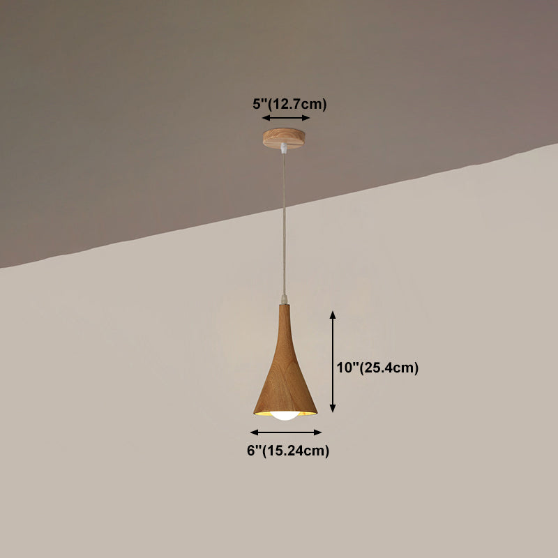 Nordic Cone Shade Pendant Light Fixture Solid Wood Dining Room Hanging Lamp