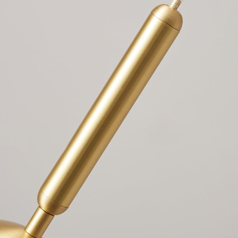 Modern Pendant Light Fixture White Glass 1-Light Dining Room Drop Light in Brass