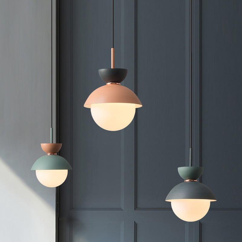 Round Shape Metal Hanging Light Nordic Macarons Style 1 Light Hanging Mounted Lights