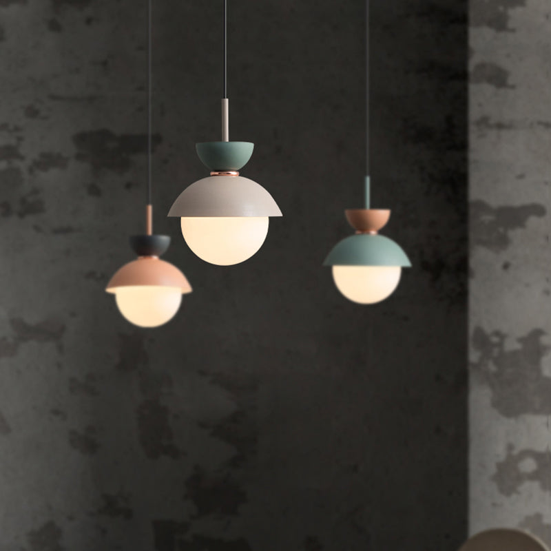 Round Shape Metal Hanging Light Nordic Macarons Style 1 Light Hanging Mounted Lights