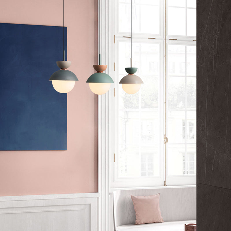 Round Shape Metal Hanging Light Nordic Macarons Style 1 Light Hanging Mounted Lights