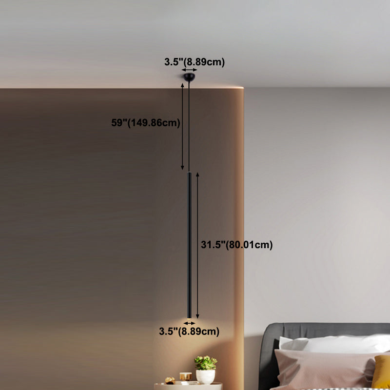 Contemporary Style Cylinder Shape Pendant Lights Metal Hanging Lamps in Black