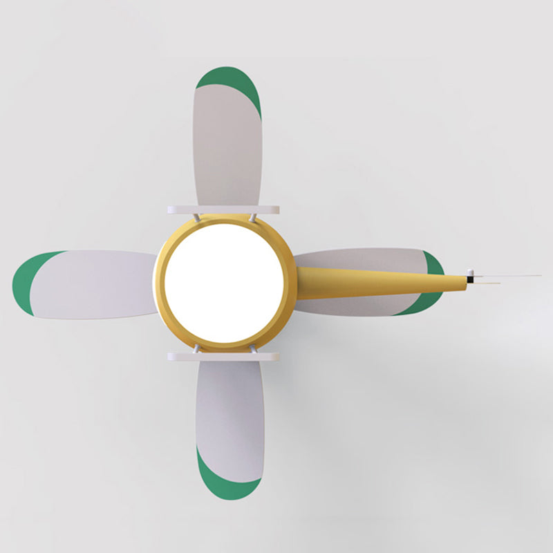 Metal Plane Shape Ceiling Fans Kid Style Multi-Lights Ceiling Fan Lamp Fixture