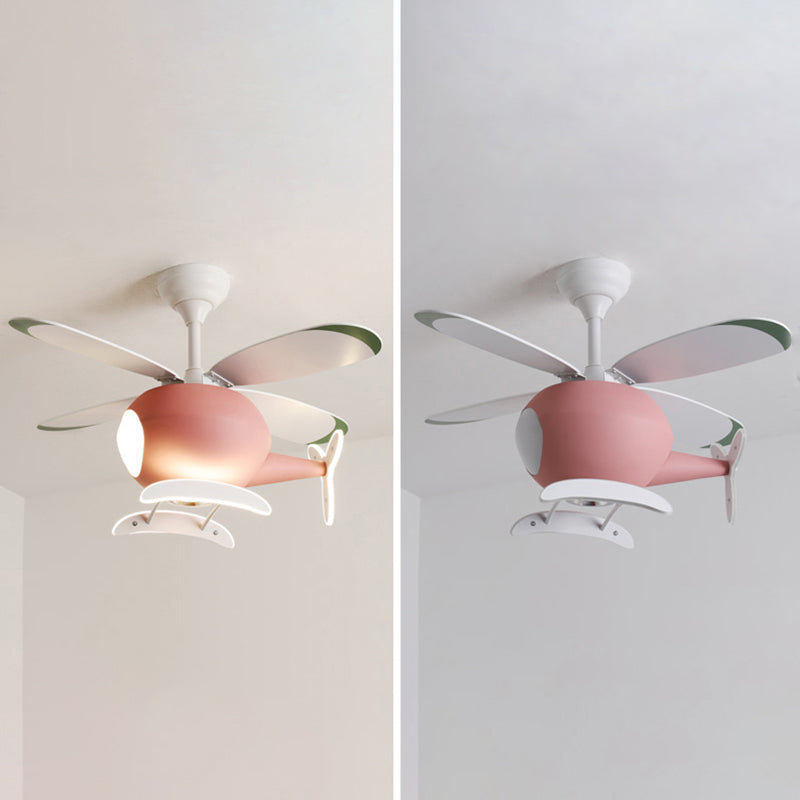 Metal Plane Shape Ceiling Fans Kid Style Multi-Lights Ceiling Fan Lamp Fixture