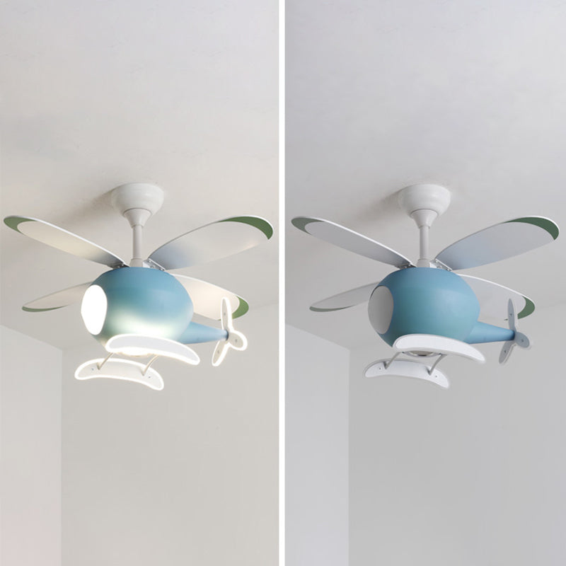 Metal Plane Shape Ceiling Fans Kid Style Multi-Lights Ceiling Fan Lamp Fixture