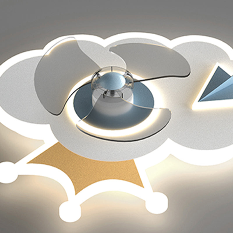 Metal Unique Shape Ceiling Fans Kid Style Multi-Lights Ceiling Fan Lamp Fixture