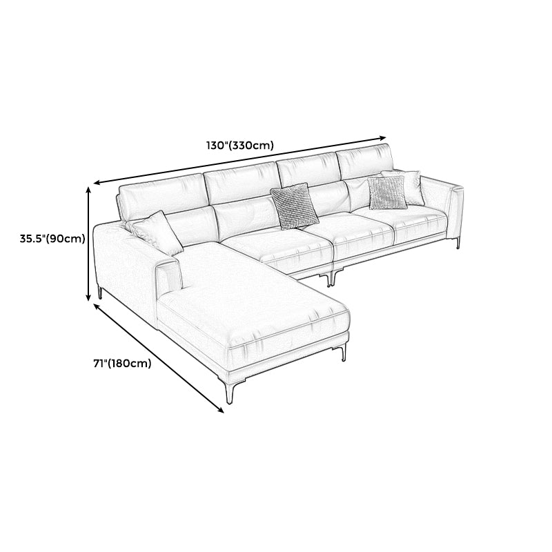 Grey Faux Leather Square Arm Sectional with Adjustable Bolster Pillows, Stain Resistant