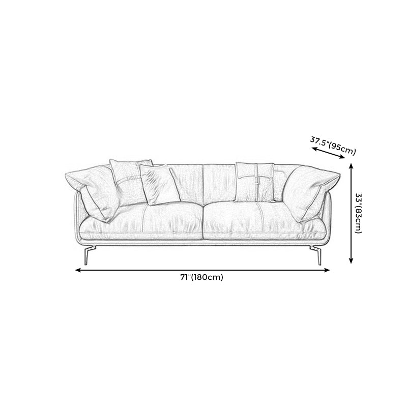 Recessed Arm Tan Contemporary Removable Cushions Faux Leather Sofa & Chaise