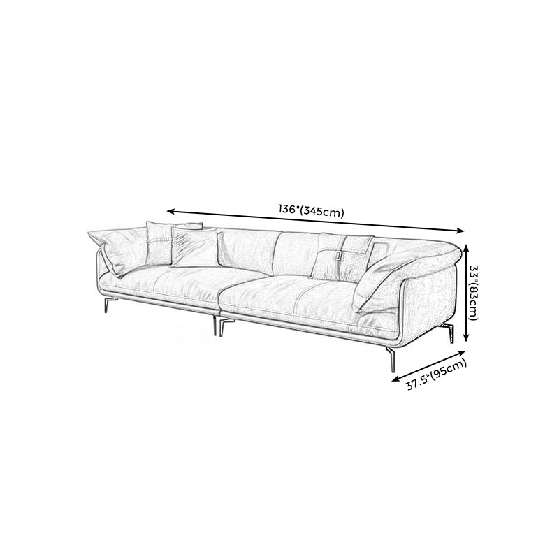 Recessed Arm Tan Contemporary Removable Cushions Faux Leather Sofa & Chaise