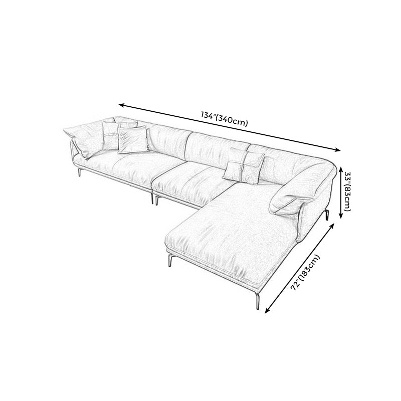 Recessed Arm Tan Contemporary Removable Cushions Faux Leather Sofa & Chaise