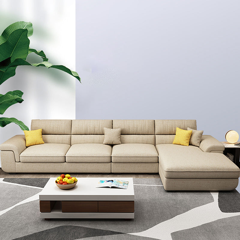 Modern Reversible Chaise Sofa with Pillows Flared Arm Sectionals for Living Room