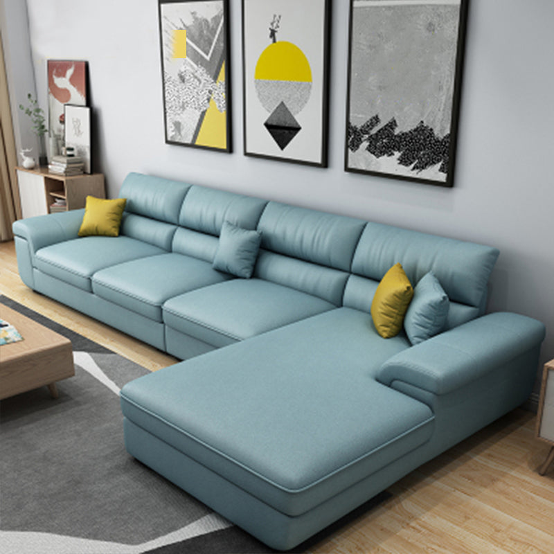Modern Reversible Chaise Sofa with Pillows Flared Arm Sectionals for Living Room