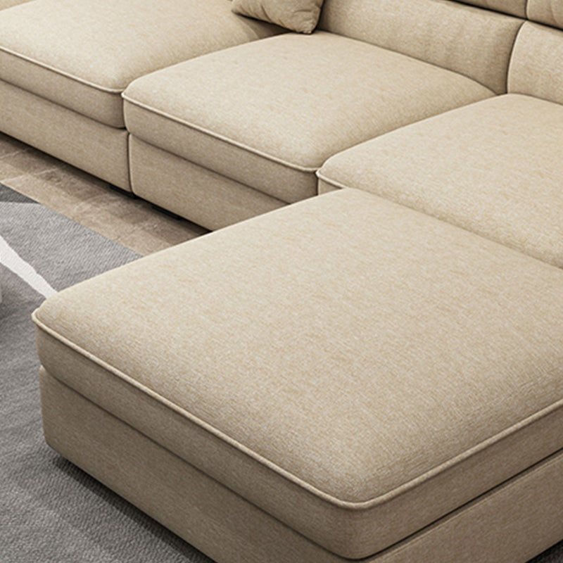 Modern Reversible Chaise Sofa with Pillows Flared Arm Sectionals for Living Room