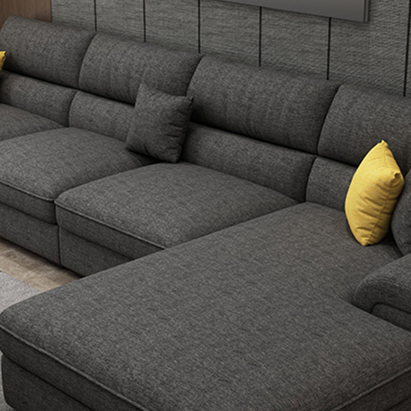 Modern Reversible Chaise Sofa with Pillows Flared Arm Sectionals for Living Room