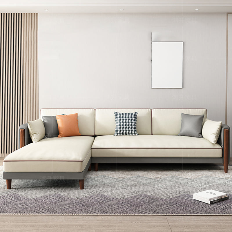 Contemporary Square Arm Sectional with Pillowed Back Cushions