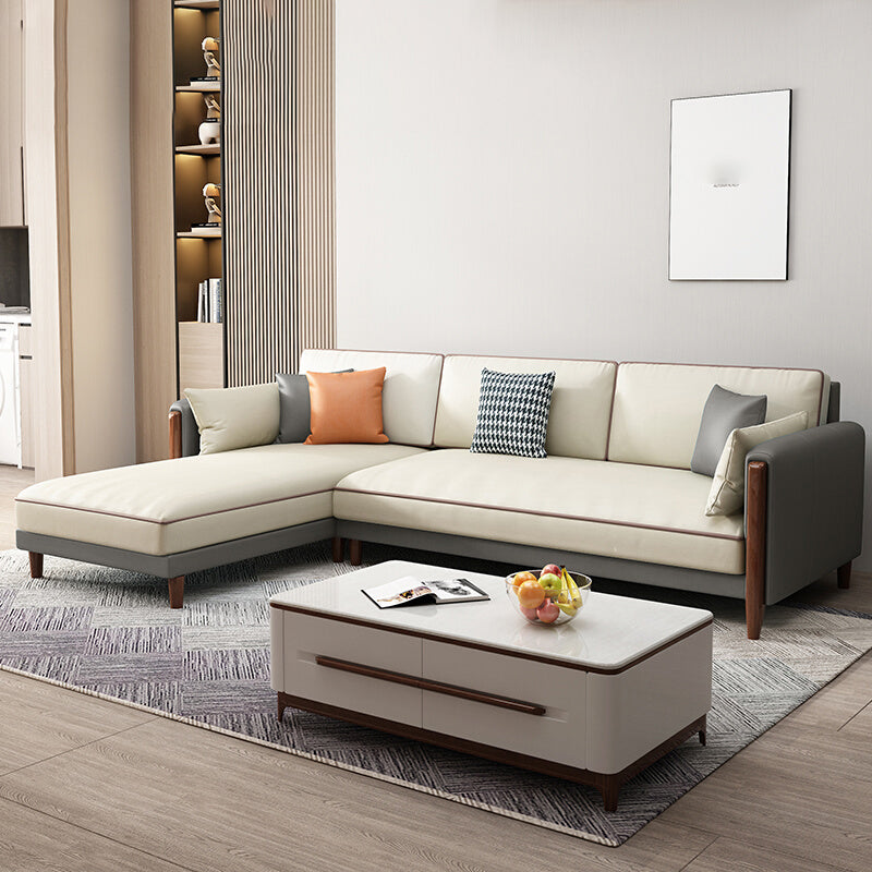 Contemporary Square Arm Sectional with Pillowed Back Cushions