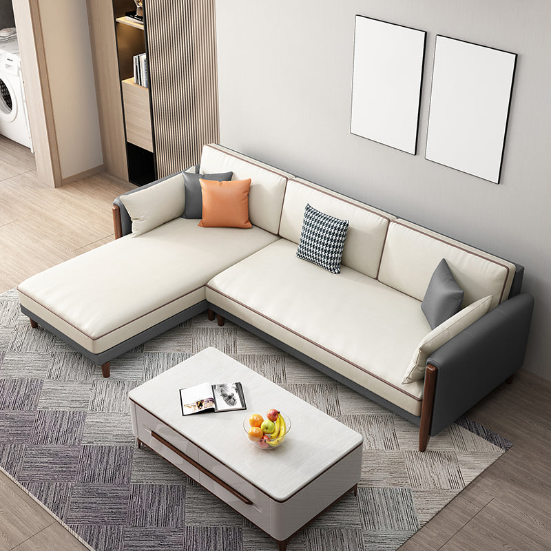 Contemporary Square Arm Sectional with Pillowed Back Cushions