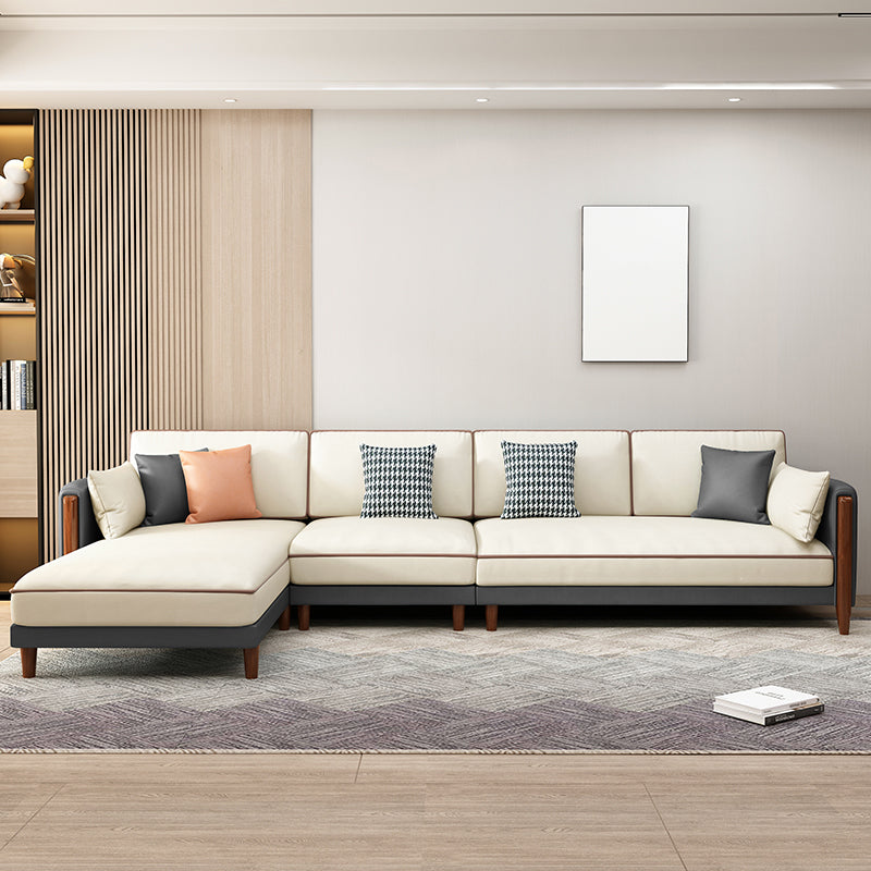 Contemporary Square Arm Sectional with Pillowed Back Cushions